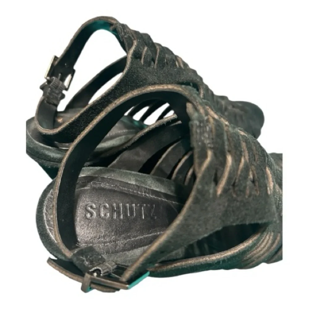 SCHUTZ Black Strappy Wedge Sandals - Picture 5 of 8
